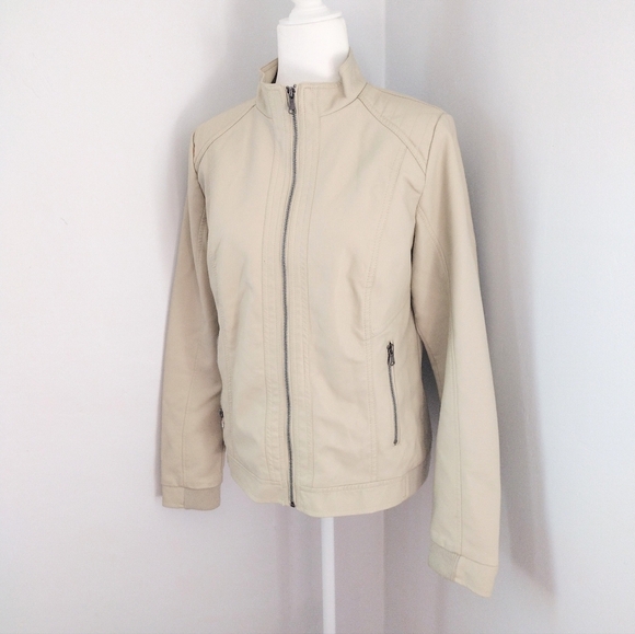 Royalty For Me Cream Biker Jacket Juniors Large - Picture 3 of 6